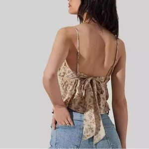 ASTR the Label floral pleated cotton tie back camisole